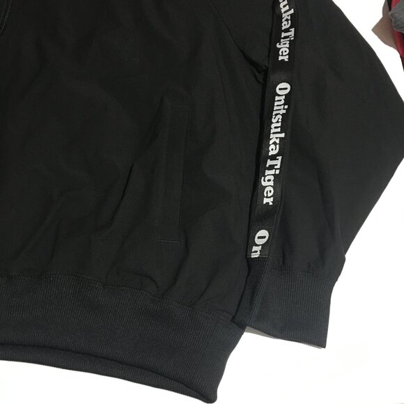 Onitsuka Tiger Mens XL Windbreaker Jacket Full Zip Black Streetwear Olympic - Picture 3 of 11